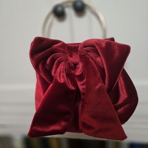 House Of Harlow Velvet Bow Handbag With Gold Chain